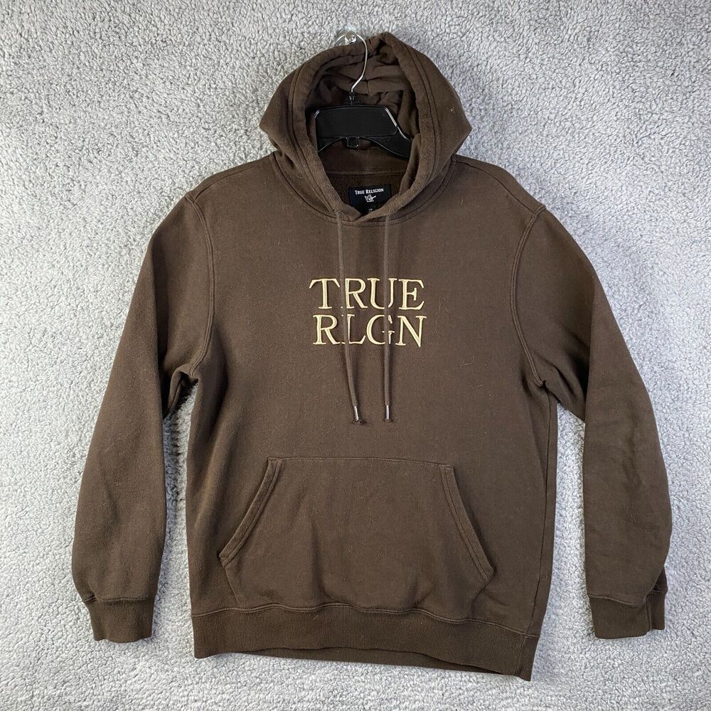 True Religion Womens Pullover Hoodie Brown With Emroidered  Logo Size S/P